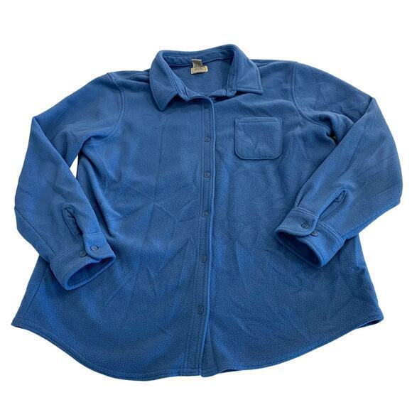 L.L.Bean Fleece Button Up Shirt Jacket Shacket Blue Size‎ Large - Picture 1 of 7